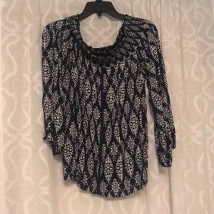 Navy/White off the shoulder blouse